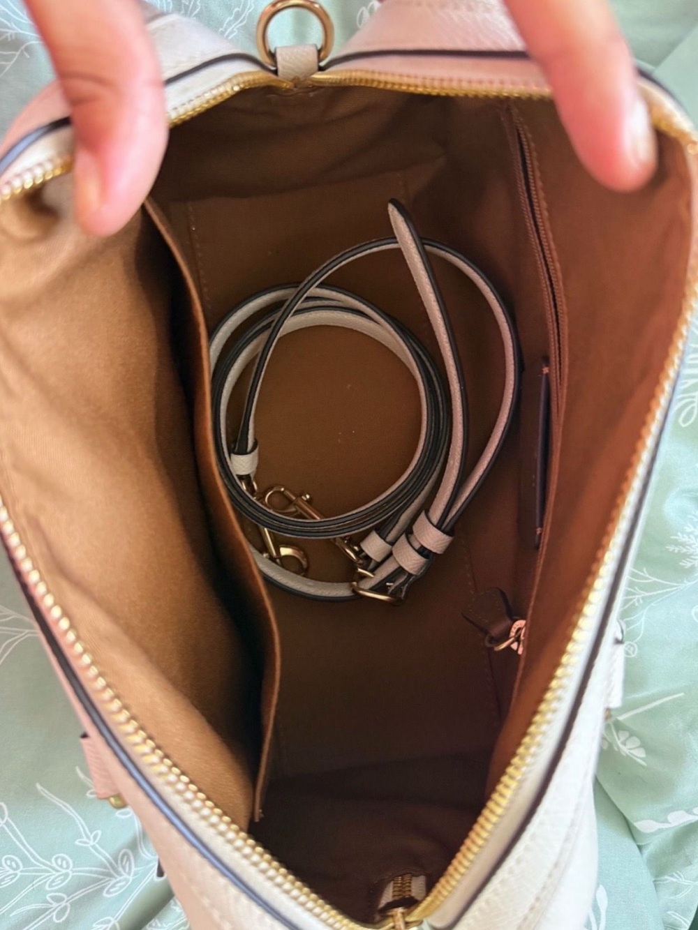 Coach Pebbled Leather Satchel in Light Cream with Gold Hardware - Picture 3 of 3